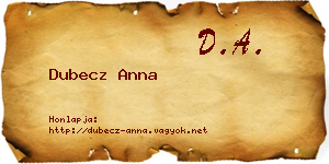 Dubecz Anna névjegykártya